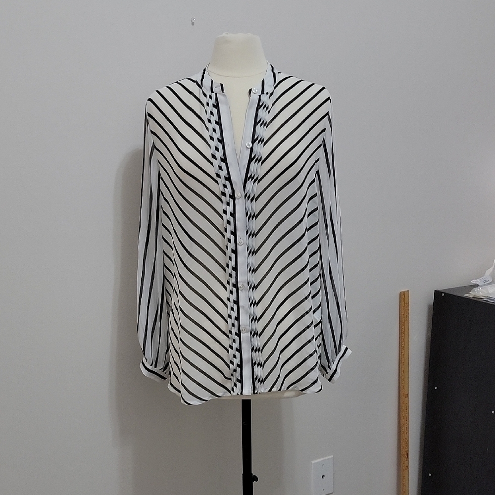 Chico's Black and White Striped Blouse